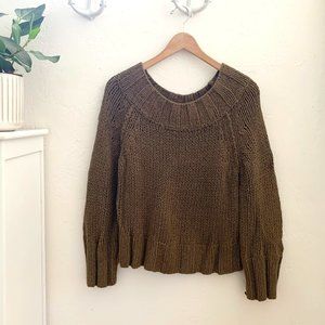 Free People Sweater Knit Olive Green Knit XS